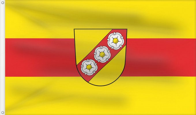 Bandera, con dos ojales metálicos y lado del asta reforzado: Riedenburg, St (Bayerischer Jura)