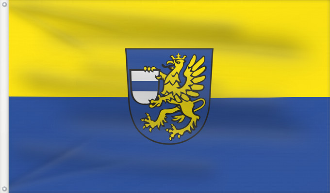 Bandera, con dos ojales metálicos y lado del asta reforzado: Bruckberg (Bayerisches Golf- und Thermenland)