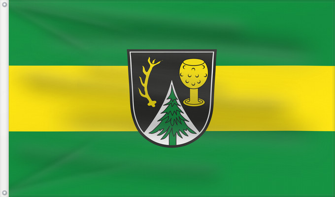 Bandera, con dos ojales metálicos y lado del asta reforzado: Bayerisch Eisenstein (Bayerischer Wald)