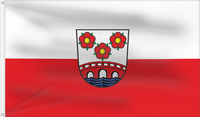Bandera, con dos ojales metálicos y lado del asta reforzado: Simbach a.Inn, St (Bayerisches Golf- und Thermenland)