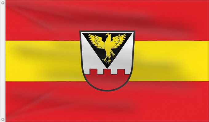 Bandera, con dos ojales metálicos y lado del asta reforzado: Falkenfels (Bayerischer Wald)