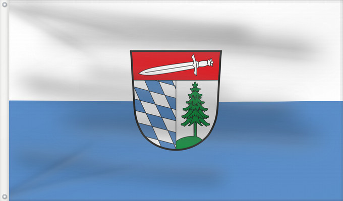 Bandera, con dos ojales metálicos y lado del asta reforzado: Mitterfels, M (Bayerischer Wald)