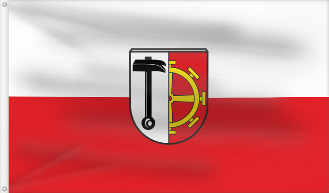 Bandera, con dos ojales metálicos y lado del asta reforzado: Schmidmühlen, M (Bayerischer Jura)