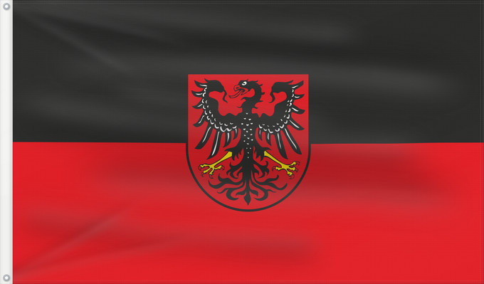 Bandera, con dos ojales metálicos y lado del asta reforzado: Neumarkt i.d.OPf., GKSt (Bayerischer Jura)