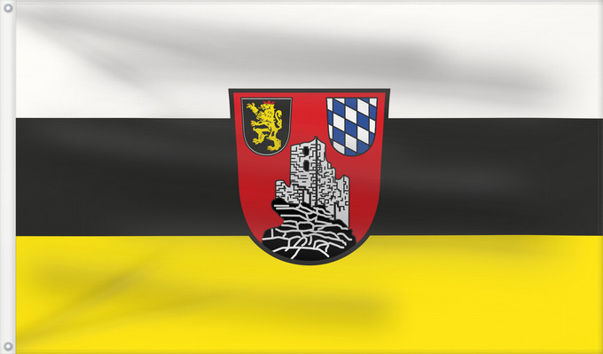 Bandera, con dos ojales metálicos y lado del asta reforzado: Flossenbürg (Oberpfälzer Wald)