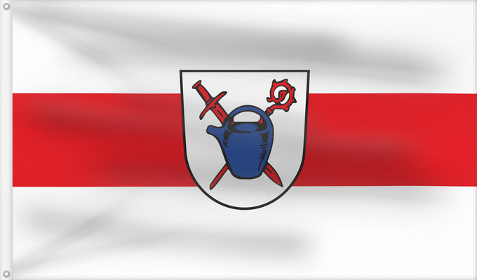 Bandera, con dos ojales metálicos y lado del asta reforzado: Holzheim a.Forst (Bayerischer Jura)