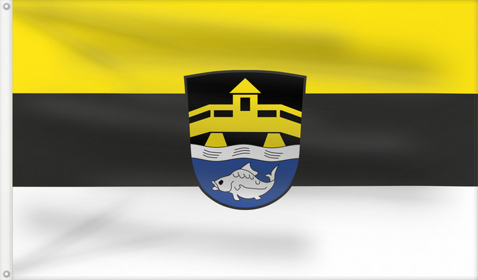 Bandera, con dos ojales metálicos y lado del asta reforzado: Schwarzenfeld, M (Oberpfälzer Wald)