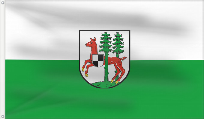 Bandera, con dos ojales metálicos y lado del asta reforzado: Rehau, St (Fichtelgebirge)