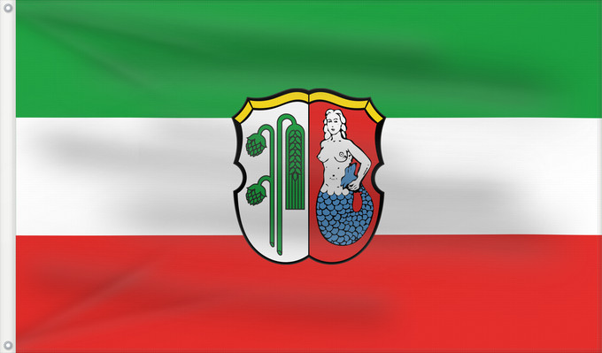 Bandera, con dos ojales metálicos y lado del asta reforzado: Weißenbrunn (Frankenwald)