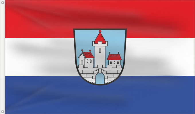 Bandera, con dos ojales metálicos y lado del asta reforzado: Burgkunstadt, St (Obermain.Jura)