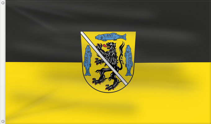 Bandera, con dos ojales metálicos y lado del asta reforzado: Weismain, St (Obermain.Jura)