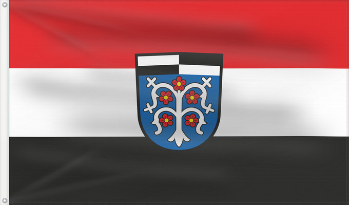 Bandera, con dos ojales metálicos y lado del asta reforzado: Bruckberg (Romantisches Franken - vom Rangau zur Romantischen Straße)