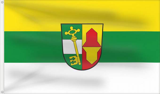 Bandera, con dos ojales metálicos y lado del asta reforzado: Petersaurach (Romantisches Franken - vom Rangau zur Romantischen Straße)