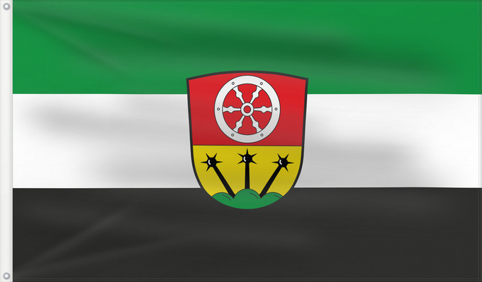 Bandera, con dos ojales metálicos y lado del asta reforzado: Schöllkrippen, M (Spessart-Mainland)