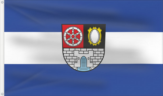 Flagge, mit zwei Metallösen und verstärktem Besatzband: Weibersbrunn (Spessart-Mainland)
