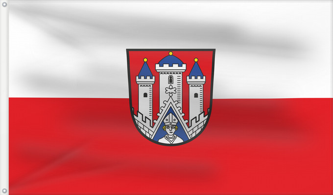 Bandera, con dos ojales metálicos y lado del asta reforzado: Bischofsheim a.d.Rhön, St (Rhön)