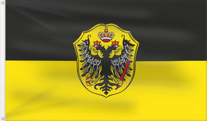 Bandera, con dos ojales metálicos y lado del asta reforzado: Erlenbach a.Main, St (Spessart-Mainland)