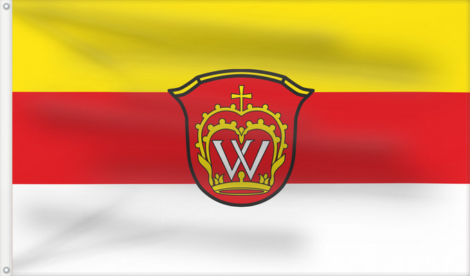 Bandera, con dos ojales metálicos y lado del asta reforzado: Großwallstadt (Spessart-Mainland)