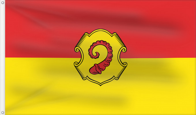 Bandera, con dos ojales metálicos y lado del asta reforzado: Burgsinn, M (Spessart-Mainland)