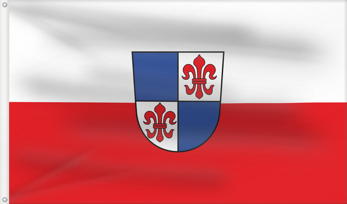 Bandera, con dos ojales metálicos y lado del asta reforzado: Karlstadt, St (Fränkisches Weinland)