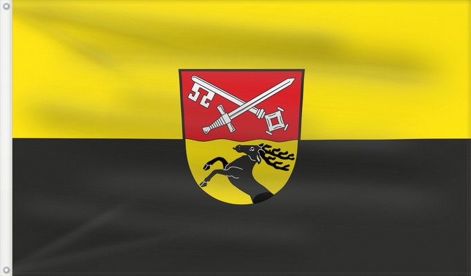 Bandera, con dos ojales metálicos y lado del asta reforzado: Oberschwarzach, M (Steigerwald)