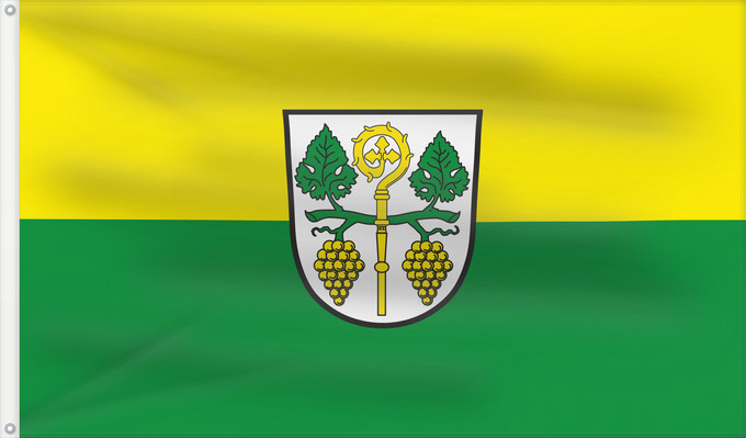 Bandera, con dos ojales metálicos y lado del asta reforzado: Frickenhausen a.Main, M (Fränkisches Weinland)