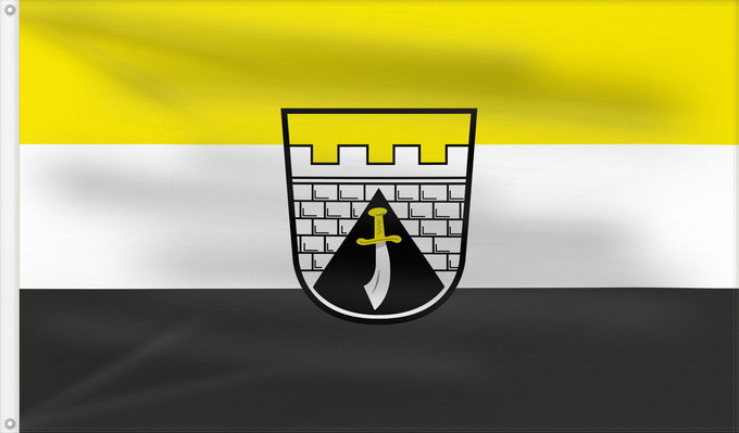 Bandera, con dos ojales metálicos y lado del asta reforzado: Mering, M (Bayerisch-Schwaben)