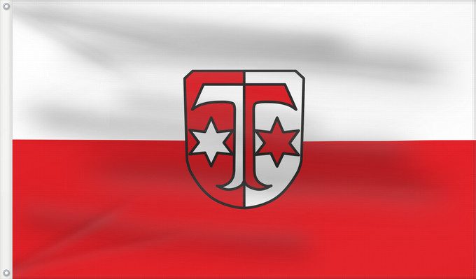 Bandera, con dos ojales metálicos y lado del asta reforzado: Klosterlechfeld (Bayerisch-Schwaben)