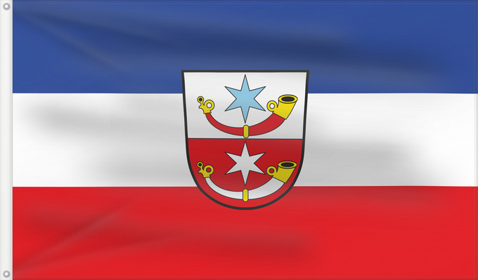 Bandera, con dos ojales metálicos y lado del asta reforzado: Langenneufnach (Bayerisch-Schwaben)