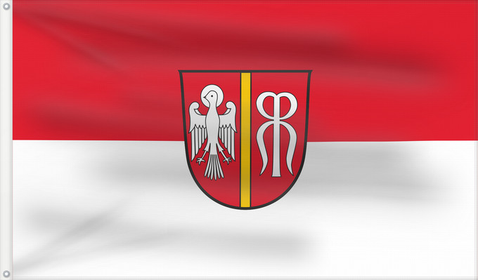 Bandera, con dos ojales metálicos y lado del asta reforzado: Neusäß, St (Bayerisch-Schwaben)