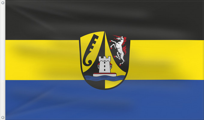 Bandera, con dos ojales metálicos y lado del asta reforzado: Bachhagel (Bayerisch-Schwaben)