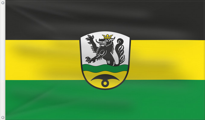 Bandera, con dos ojales metálicos y lado del asta reforzado: Bächingen a.d.Brenz (Bayerisch-Schwaben)