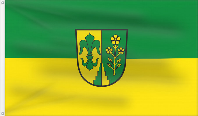 Bandera, con dos ojales metálicos y lado del asta reforzado: Binswangen (Bayerisch-Schwaben)