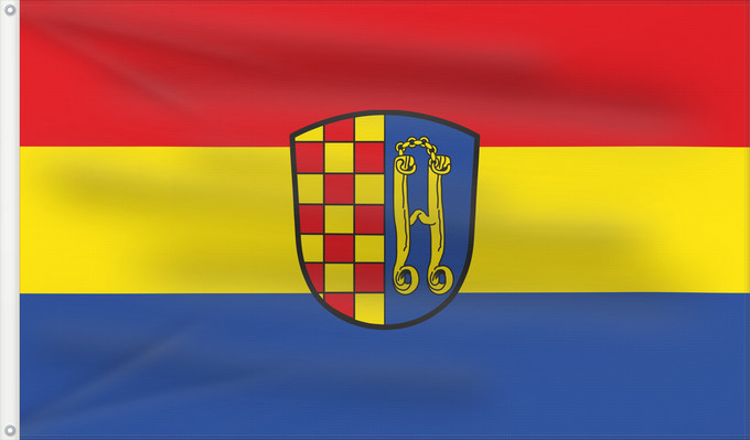 Bandera, con dos ojales metálicos y lado del asta reforzado: Bissingen, M (Bayerisch-Schwaben)