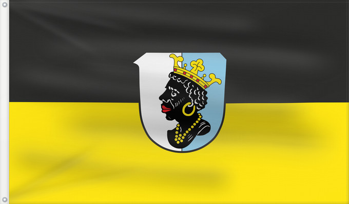 Bandera, con dos ojales metálicos y lado del asta reforzado: Lauingen (Donau), St (Bayerisch-Schwaben)