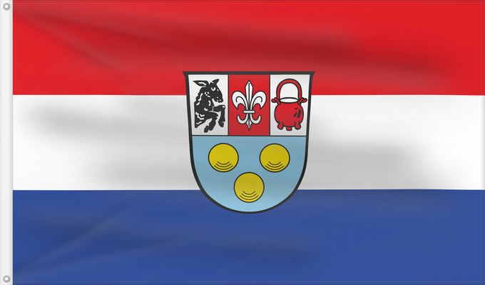 Bandera, con dos ojales metálicos y lado del asta reforzado: Haldenwang (Bayerisch-Schwaben)