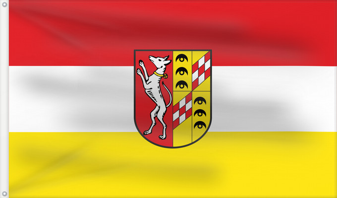 Bandera, con dos ojales metálicos y lado del asta reforzado: Ichenhausen, St (Bayerisch-Schwaben)