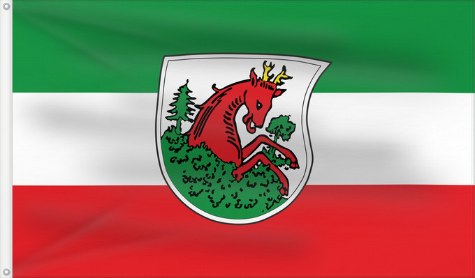 Bandera, con dos ojales metálicos y lado del asta reforzado: Neuburg a.d.Kammel, M (Bayerisch-Schwaben)