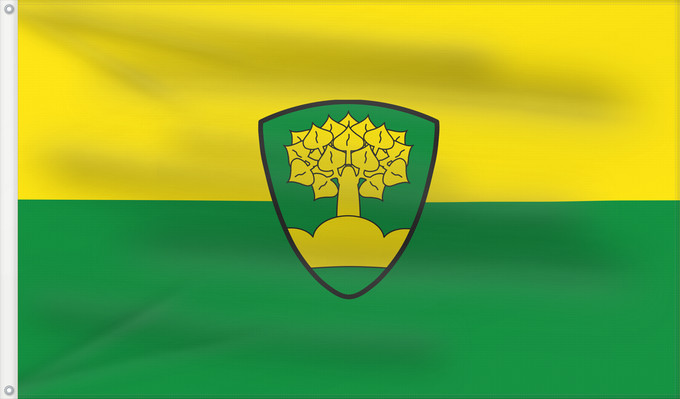 Bandera, con dos ojales metálicos y lado del asta reforzado: Bellenberg (Bayerisch-Schwaben)