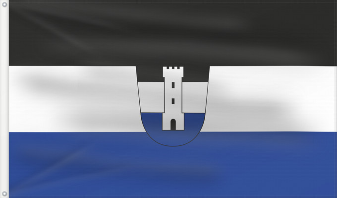 Bandera, con dos ojales metálicos y lado del asta reforzado: Neu-Ulm, GKSt (Bayerisch-Schwaben)