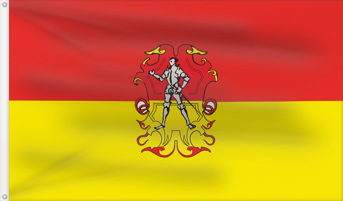 Bandera, con dos ojales metálicos y lado del asta reforzado: Kirchheim i.Schw., M (Allgäu)