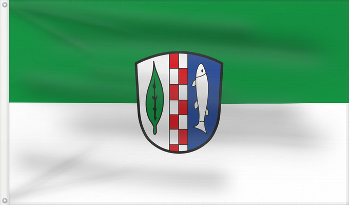 Bandera, con dos ojales metálicos y lado del asta reforzado: Buchdorf (Bayerisch-Schwaben)