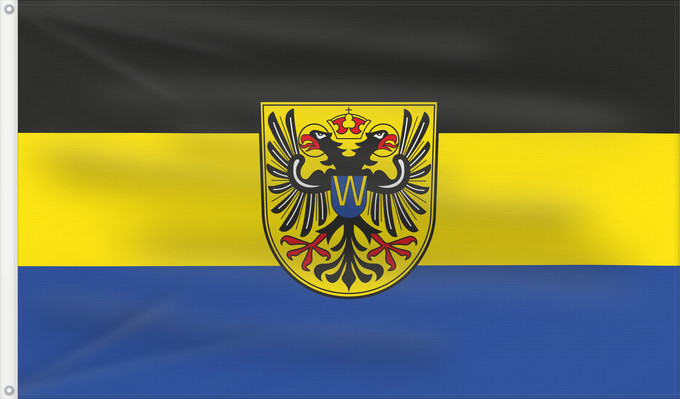 Bandera, con dos ojales metálicos y lado del asta reforzado: Donauwörth, GKSt (Bayerisch-Schwaben)