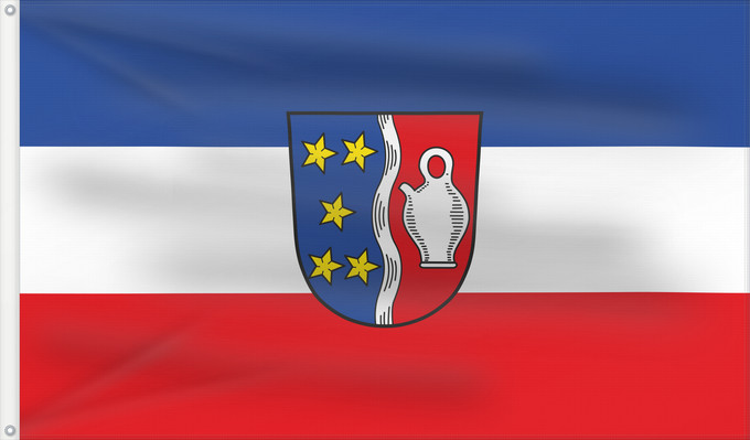Bandera, con dos ojales metálicos y lado del asta reforzado: Holzheim (Bayerisch-Schwaben)