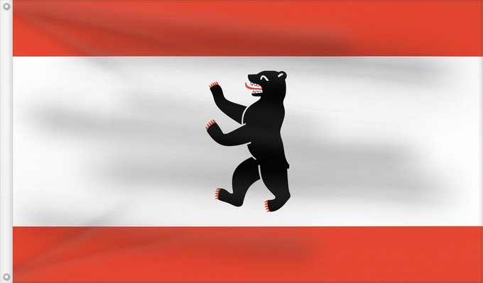 Flagge, mit zwei Metallösen und verstärktem Besatzband: Berlin	Berlín	Landes und der Stadt Berlin	Berlino	Berlijn	Berlina	Σημαία του Βερολίνου