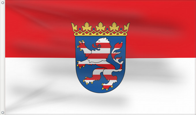 Bandera, con dos ojales metálicos y lado del asta reforzado: Hesse	Hessen	Assia