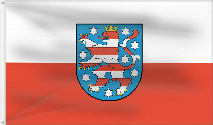 Bandera, con dos ojales metálicos y lado del asta reforzado: Thuringia	Thuringe	Turingia	Thüringen