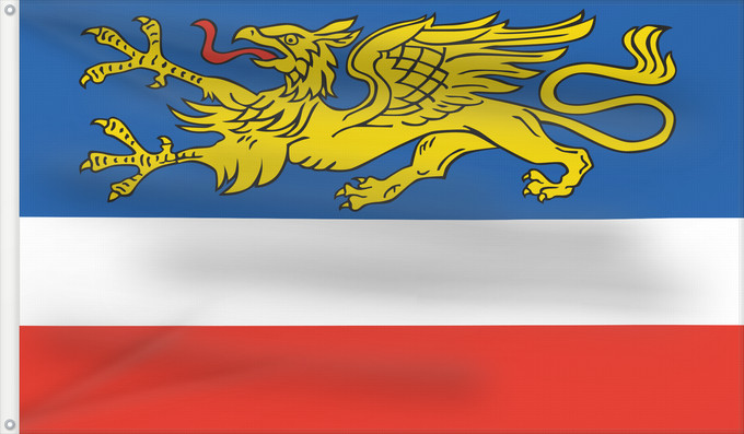 Flag, with two metal eyelets and reinforced hoist: Hansestadt Rostock	It is easy to put a border around this flag image	Ville de Rostock	Rostock	Hansestadt Rostock  Die Stadtflagge besteht aus drei waagerechten Streifen