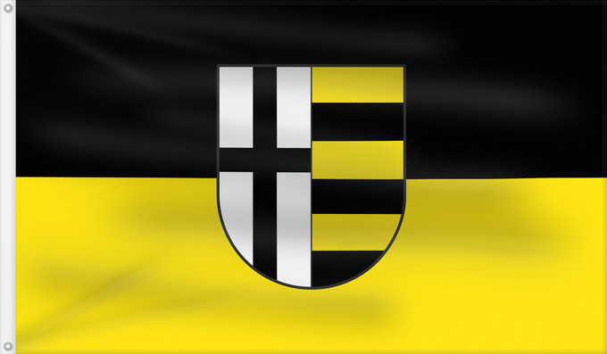 Flag, with two metal eyelets and reinforced hoist: Korschenbroich	Beschreibung der Flagge  Gelb und schwarz im Verhältnis 1 1 längsgestreift