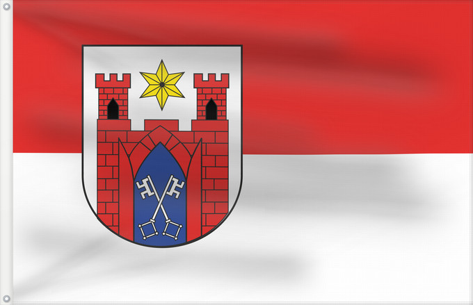 Flag, with two metal eyelets and reinforced hoist: Lübbecke	It is easy to put a border around this flag image
